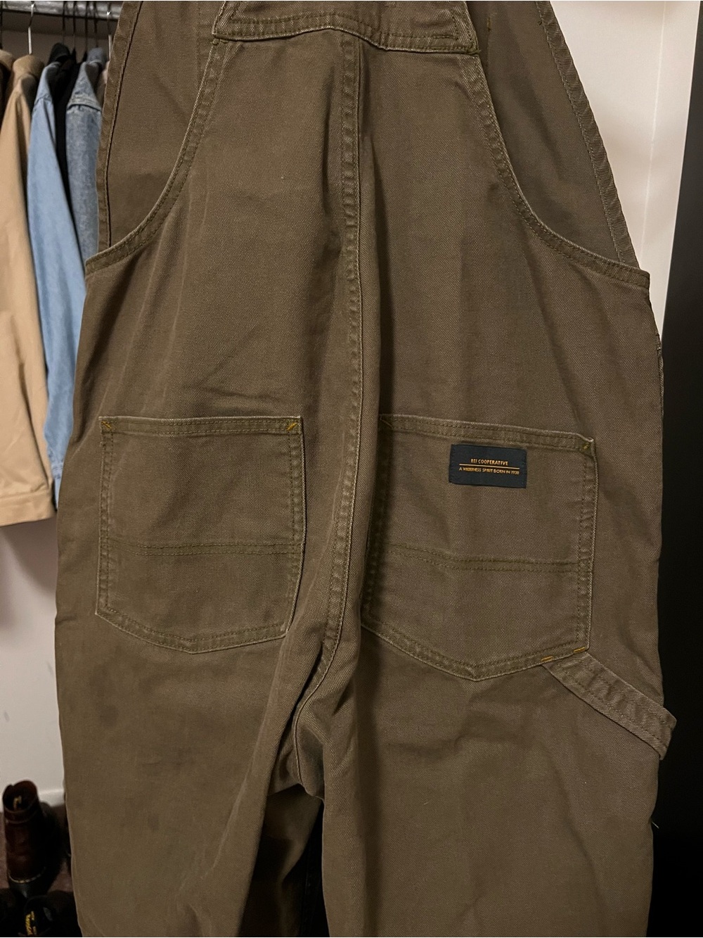REI Olive Green Utility Bib Overalls - Picture 3 of 3